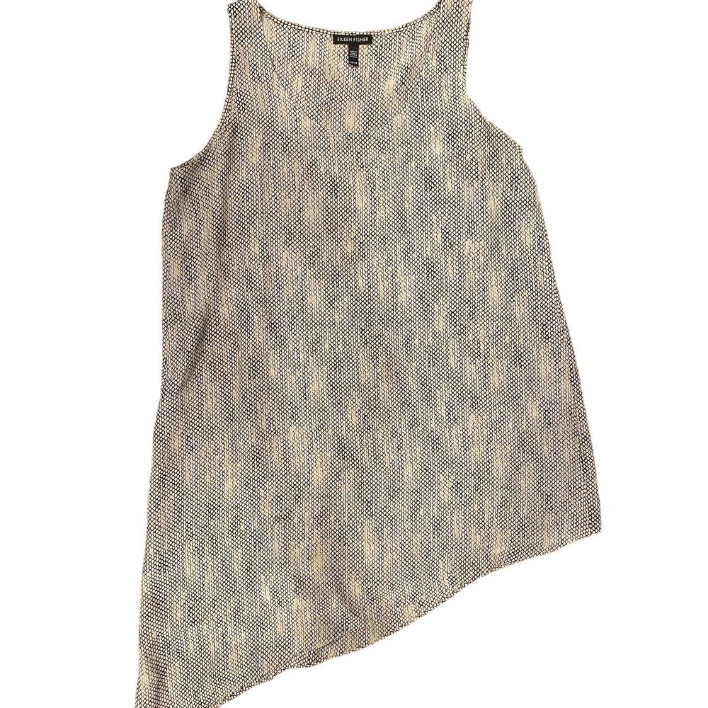 Eileen Fisher Silk Blouse Women XS Luxury Brand Sleeveless Slanted Hemline EUC